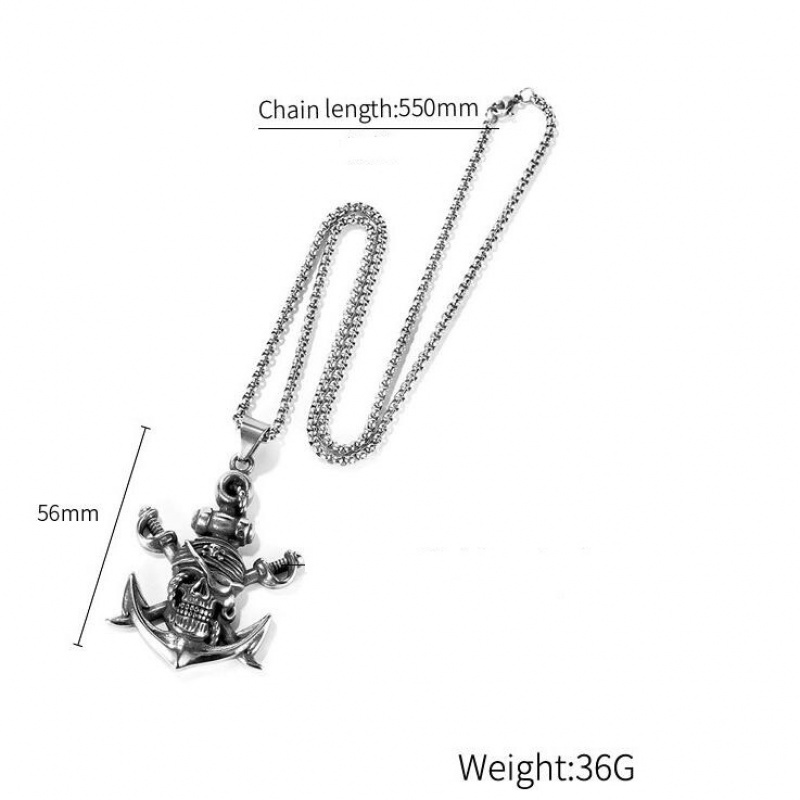 Vòng cổ Thép Không Gỉ Mặt Đầu Lâu Cướp Biển Thời Trang Cho Nam