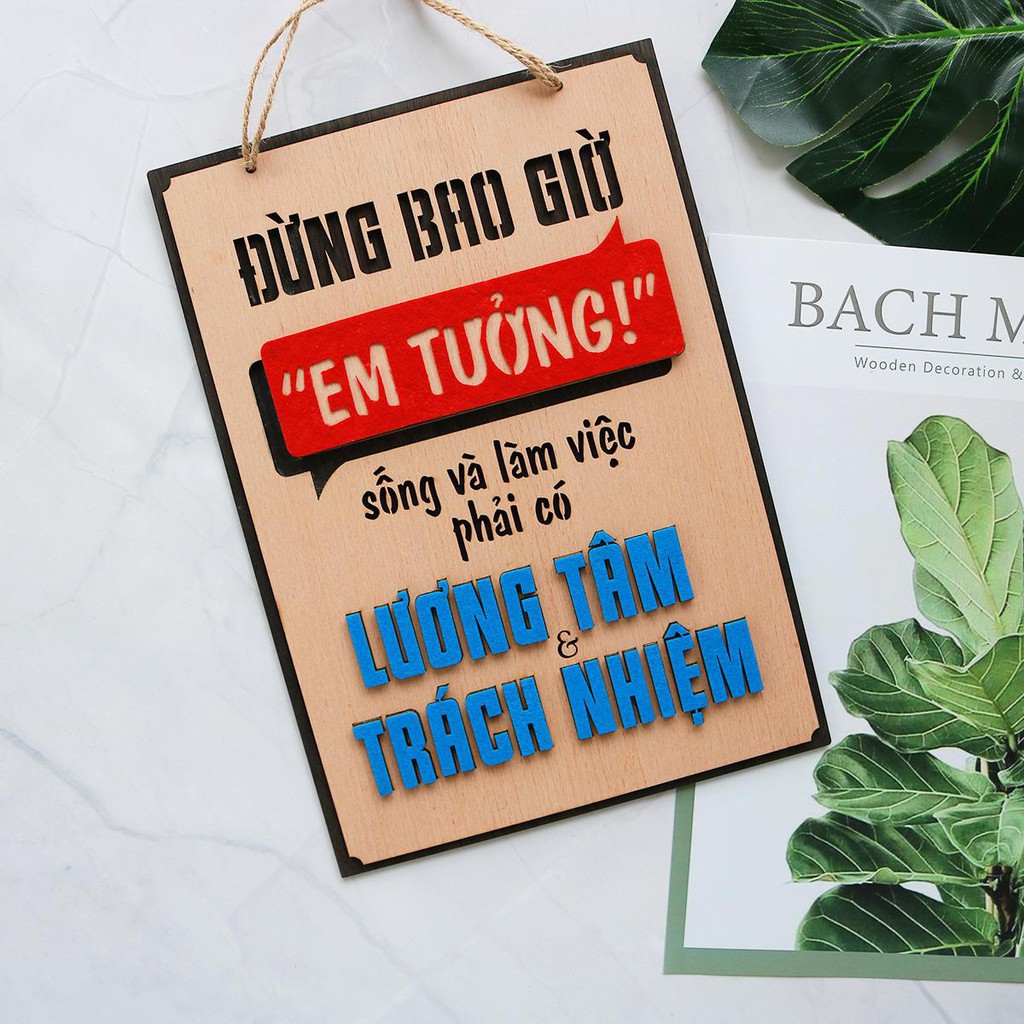 Bảng gỗ decor, bảng gỗ slogan (bảng gỗ trang trí DNDecor + quà tặng giá trị 17.000đ)