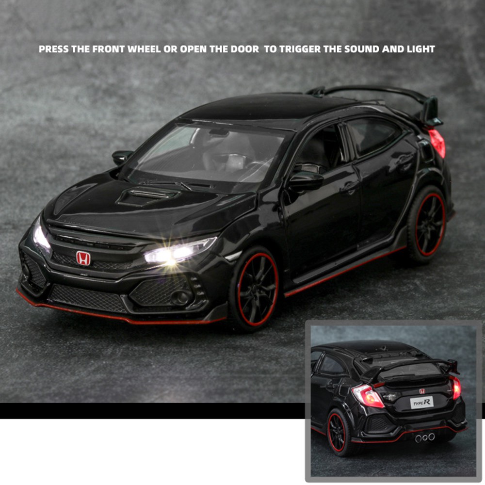 FEO 1:32 DIECAST Honda Civic kiểu R mô hình xe hợp kim âm thanh và ánh sáng kéo về phía sau caR ĐỒ CHƠI BỘ SƯU TẬP