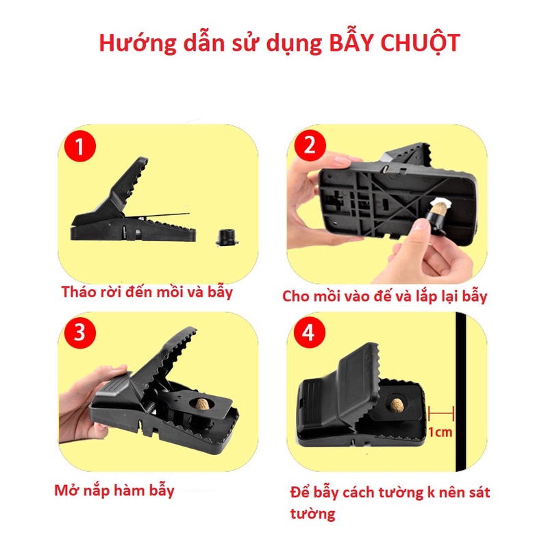 Bẫy chuột màu đen đánh bắt chột mọi nơi tiện lợi