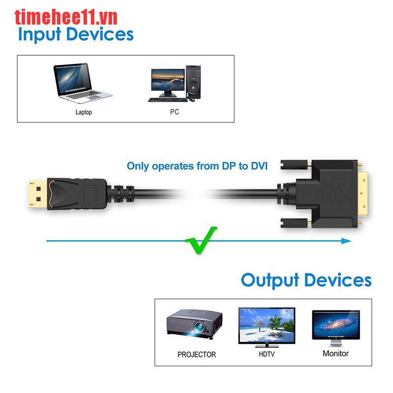 【timehee11】6 Feet 1.8m Gold Plated DisplayPort DP to DVI-D Male Cable Adapter