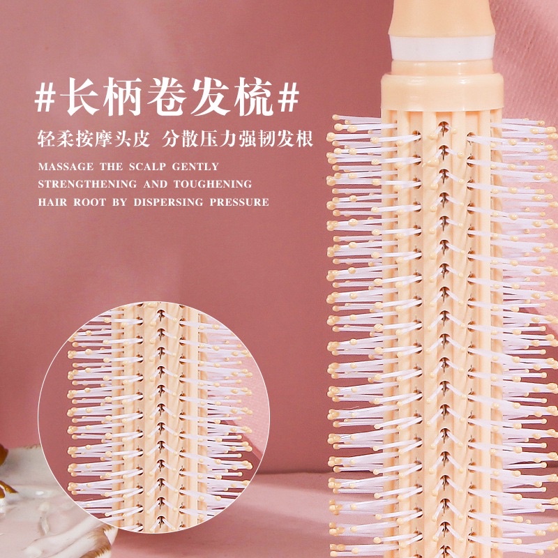 Lược tròn gai chải xoăn cúp màu pastel xinh xắn