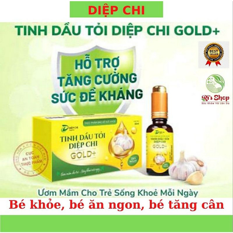 Dầu tỏi Diệp Chi gold +. Tinh dầu tỏi giúp đề phòng cảm cúm, giảm ho, tăng đề kháng, an toàn cho bé hàng chính hãng