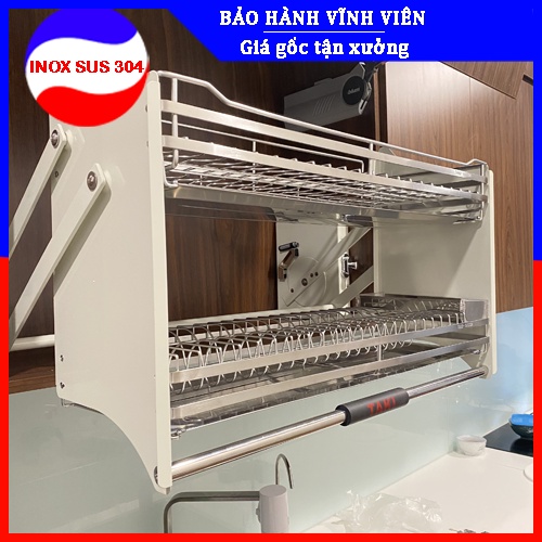 Giá Bát Nâng Hạ Tủ Bếp INOX 304 - Bảo Hành Vĩnh Viễn - Có Thợ Lắp Đặt