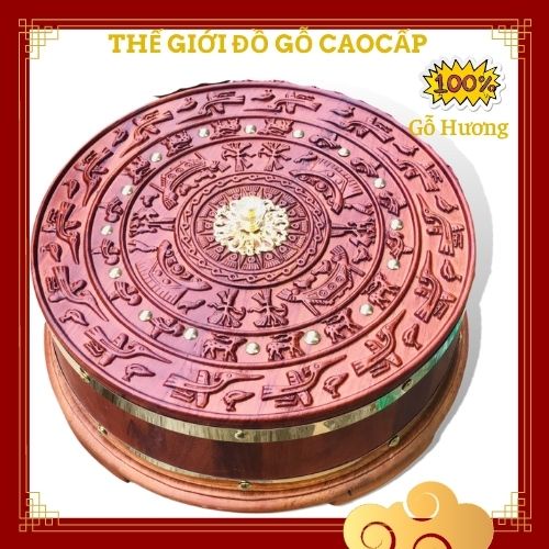 Khay Đựng Bánh Kẹo Mứt Tết Bằng Gỗ Trống Đồng Đông Sơn Gỗ Hương