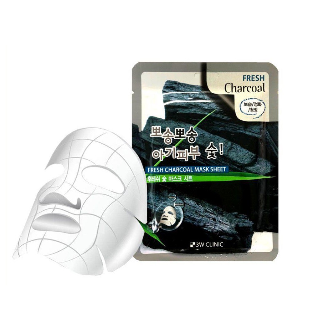 Combo 10 Mặt nạ chăm sóc da chiết xuất từ than hoạt tính 3W Clinic Mask Sheet 23ml x 10