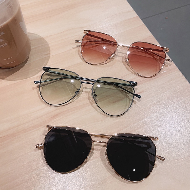 Kính Mát Chống Tia UV Màu Gradient Phong Cách Retro Thời Trang Hàn Quốc Cho Nữ