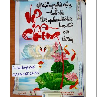 Tranh đính đá vợ chồng đã đính 45x66cm