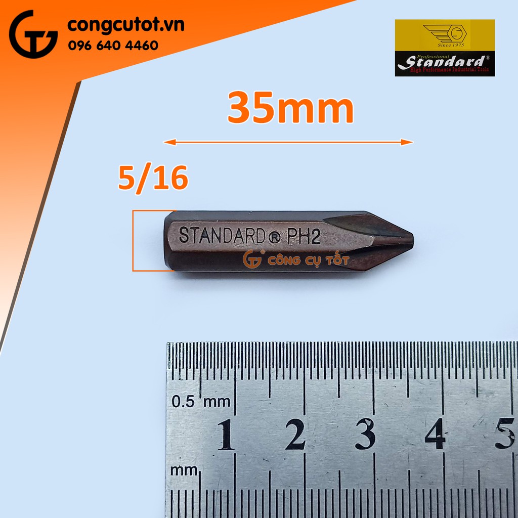 Mũi vít đóng 4 cạnh Standard si nâu 35mm