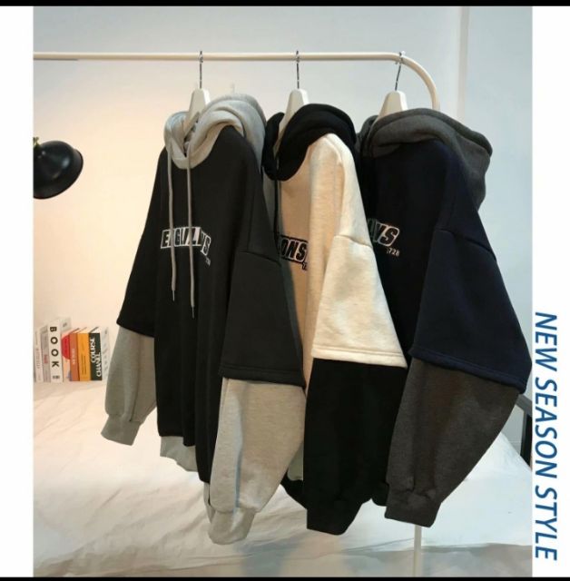 (Order) Áo hoodie ulzzang unisex phối tay 🌟FREESHIP🤗 áo nỉ lót bông dáng rộng ⚽️ | BigBuy360 - bigbuy360.vn