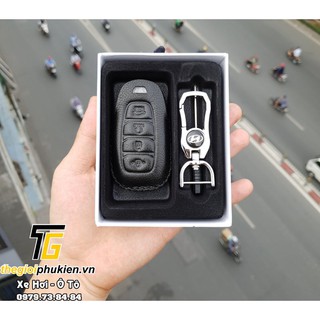 Bao da 3D bảo vệ chìa khóa xe Hyundai Accent 2021 kèm móc đeo Inox
