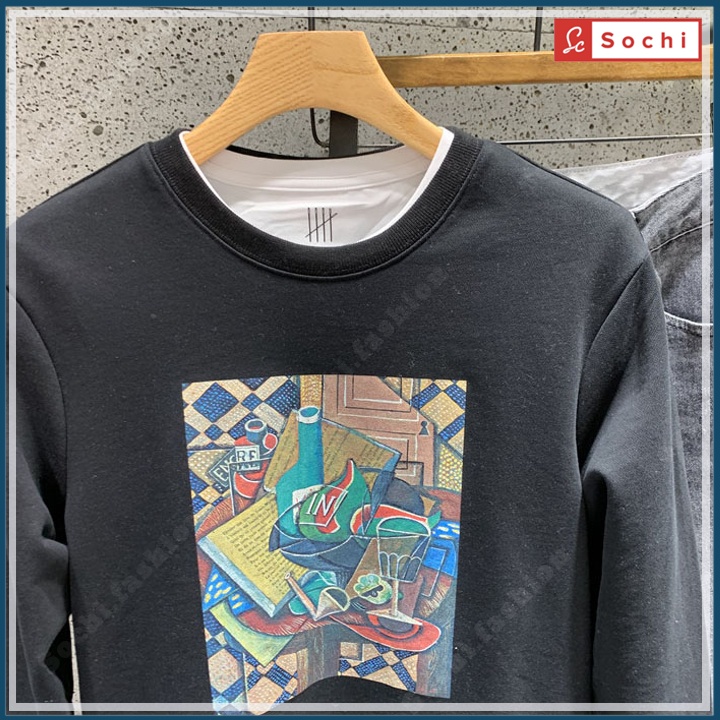 Áo sweater nam tay dài, áo thu đông Hàn Quốc phong cách nam tính in Tranh Vẽ mã SW661