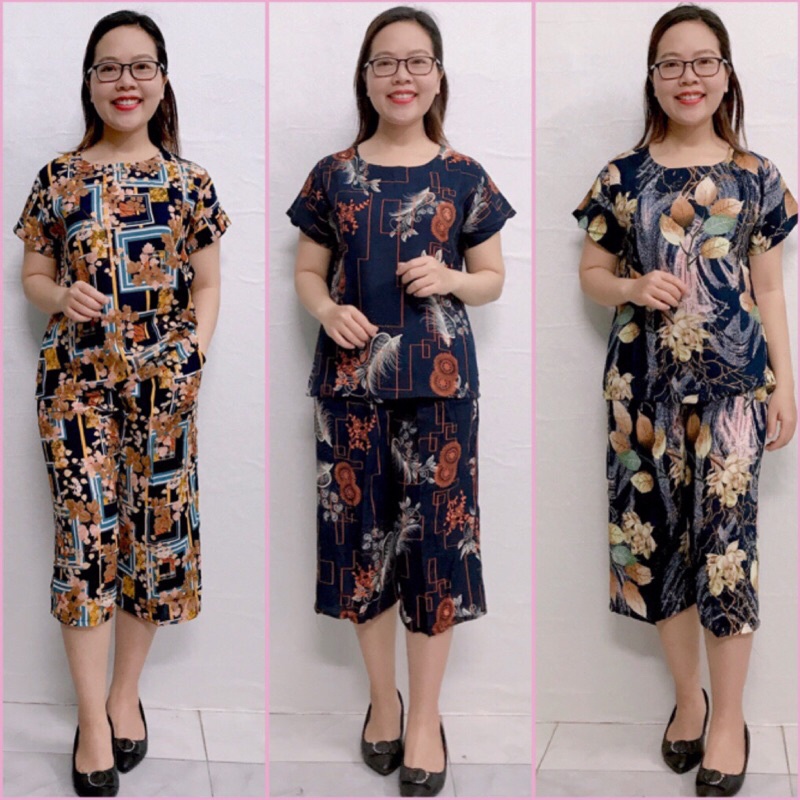 ■✖Bộ Lanh Mặc Nhà Trung Niên - Đồ Lửng Ống sớ cho người lớn tuổi