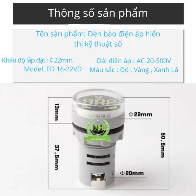 Đèn Báo Vôn Kế Hiển Thị Kỹ Thuật Số AC20-500V Loại Tốt