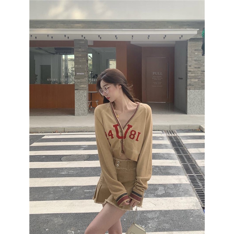 Set Áo Khoác Và Chân Váy Kaki In Chữ Thời Trang Dành Cho Nữ 1765