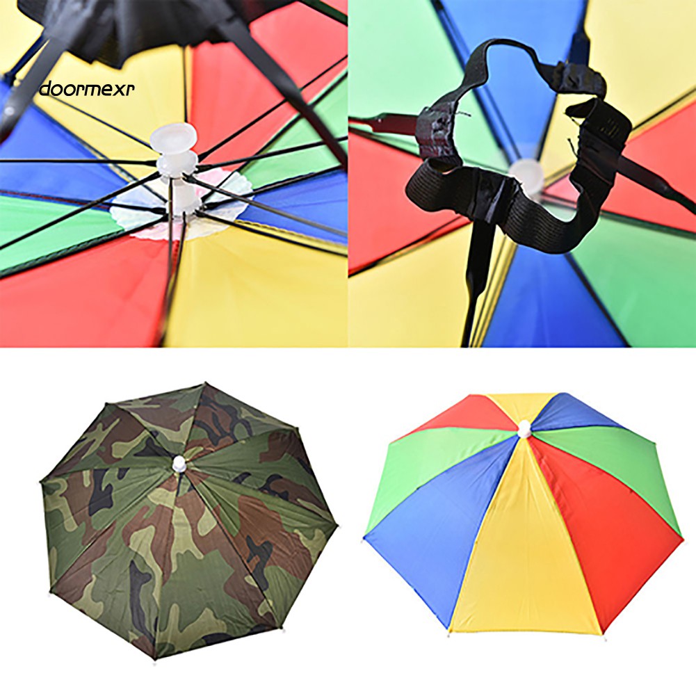 Nón dù đeo đầu che nắng mưa xếp gọn nhiều màu