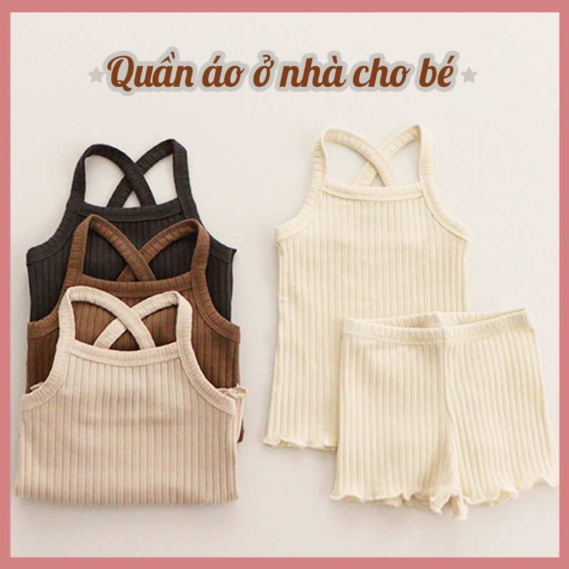Bộ Đồ Ngủ 2 Món Gồm Áo Hai Dây Và Quần Short Thời Trang Mùa Hè Dành Cho Bé Sơ Sinh