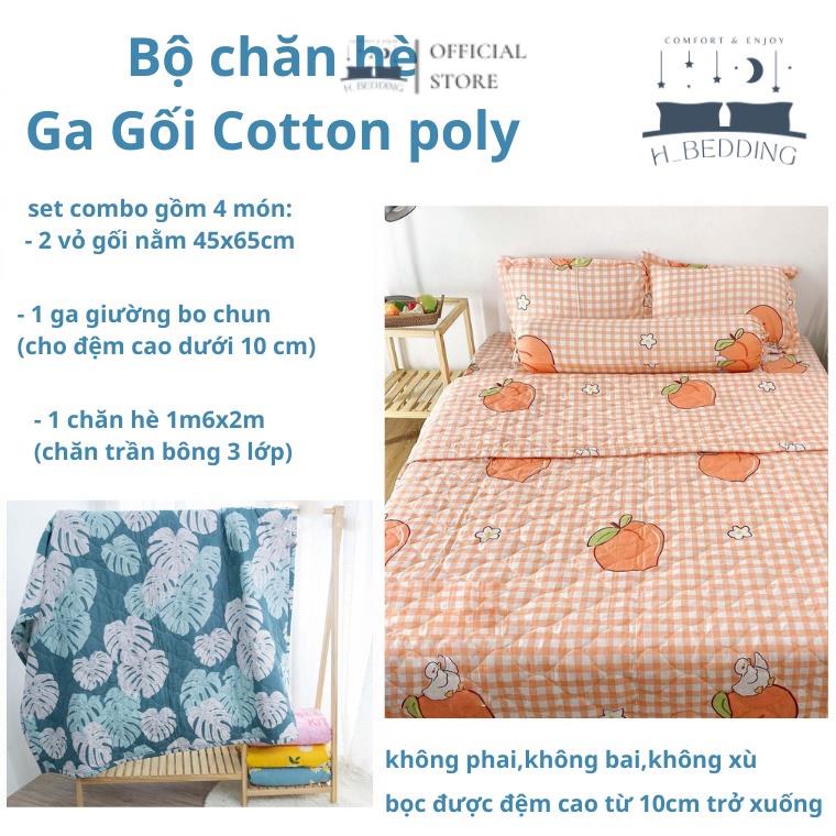 Bộ chăn hè trần bông,ga gối cotton poly 1m6,1m8,Drap giường đẹp được chọn mẫu trong bài | BigBuy360 - bigbuy360.vn