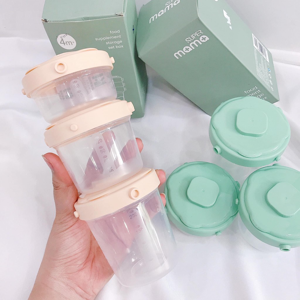 Bộ Hộp Chia Trữ Thức Ăn Super Mama