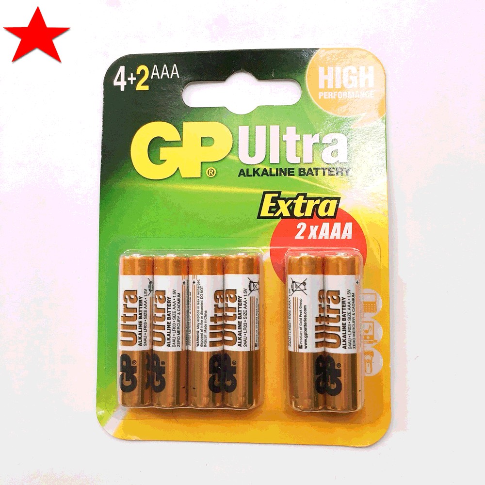 Pin GP Alkaline Super AAA vỉ 2 viên, 4 viên, 6 viên, 8 viên hàng chính hãng