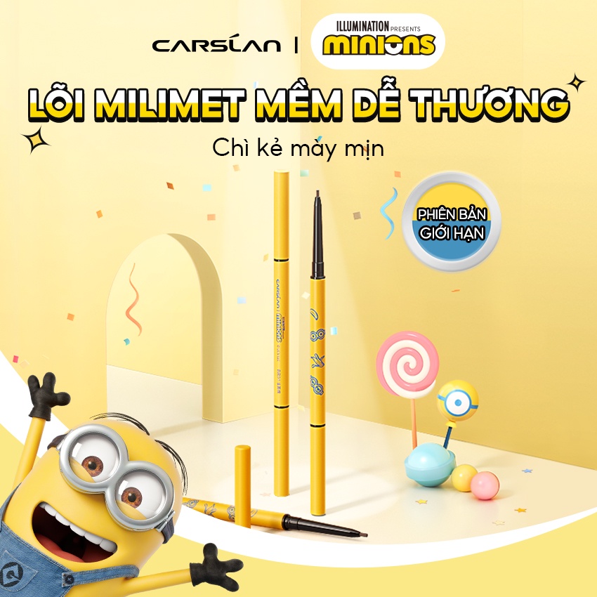 Bút chì kẻ lông mày CARSLAN x Dunhuang/ Minion chống thấm nước lâu trôi phiên bản giới hạn 0.1g