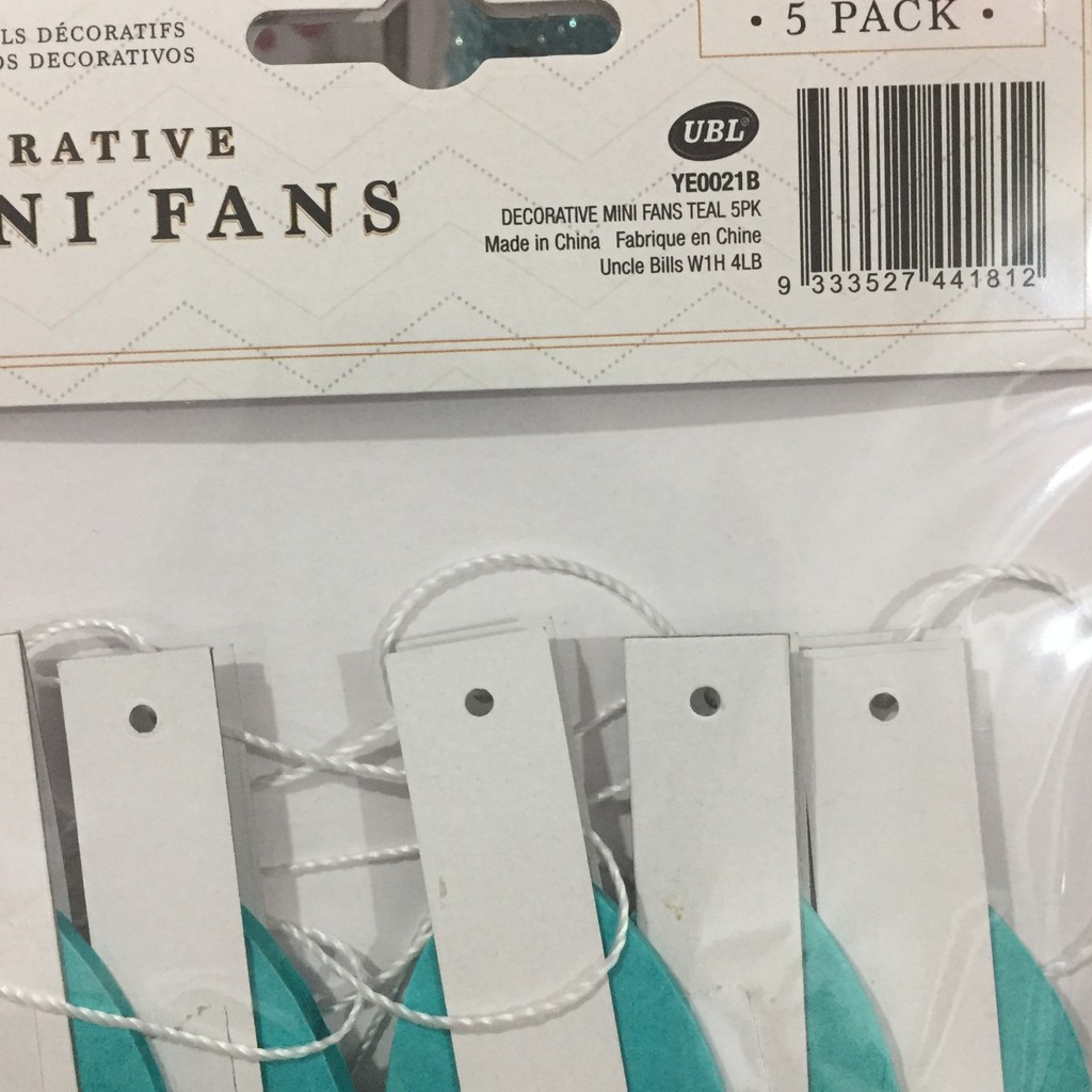 Quạt trang trí mini màu xanh mòng két 5 cái. Uncle Bills YE0021B