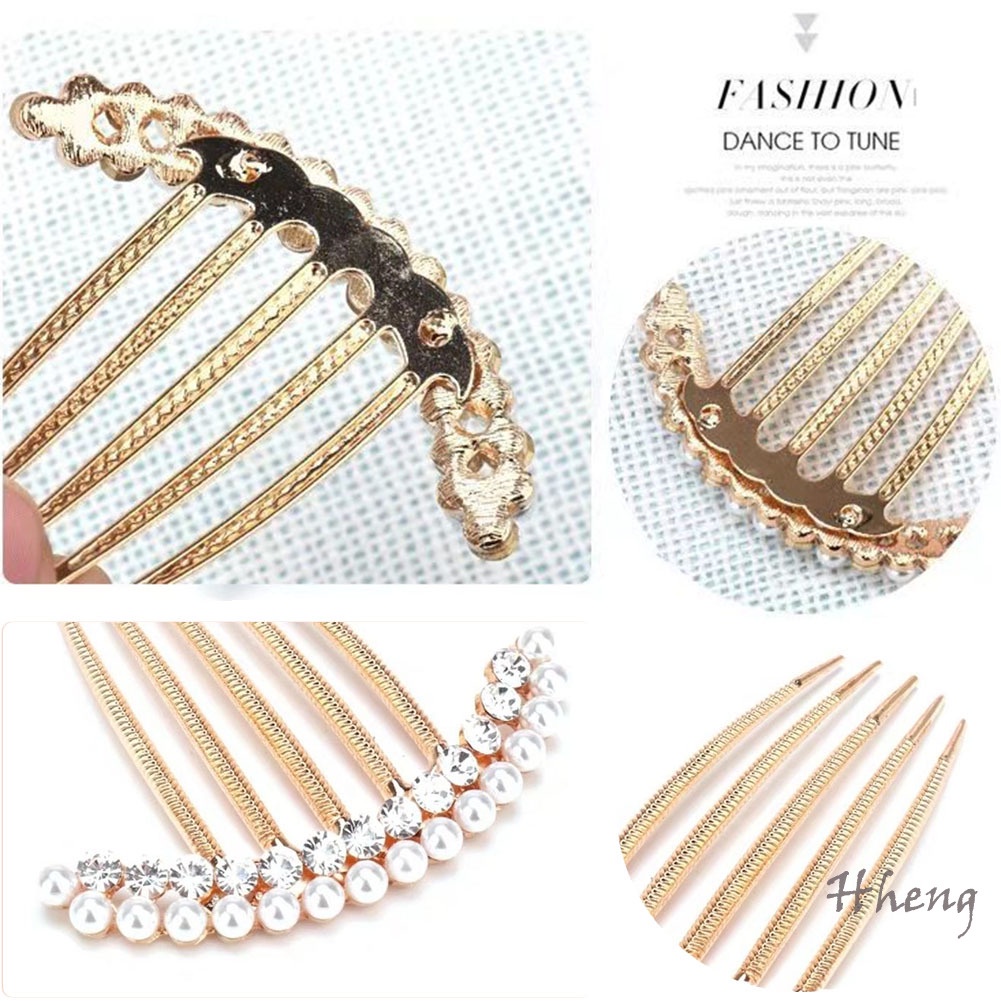 YADORNOS Kẹp Tóc Đính Đá Ngọc Trai Nhân Tạo Có Đính Đá Pha Lê 1 Cái