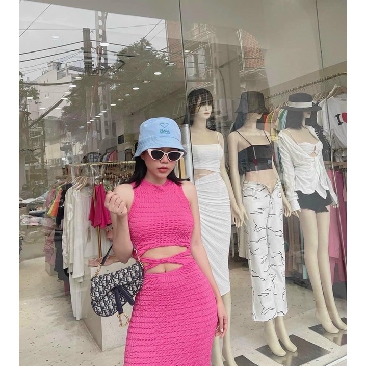 đầm body dây Đan bụng ( len tăm ) hình thật alohashop91