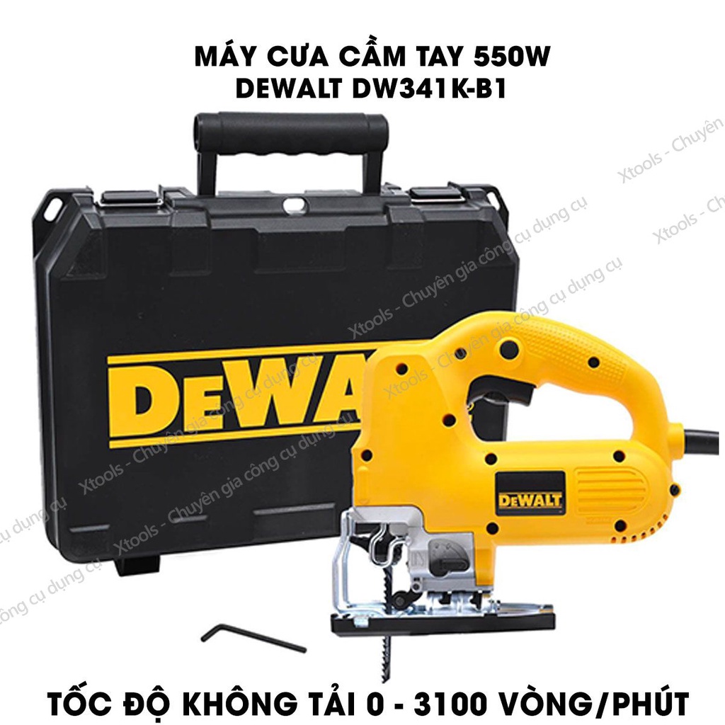 Máy cưa lọng cầm tay DeWALT DW341K-B1 550W máy cưa đa năng, cưa gỗ, kim loại, ống nhựa, góc cắt xiên 45 độ