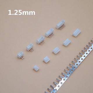 20 bộ MICRO JST 1.25 2 / 3 / 4 / 5 / 6 / 7 / 8 / 9 / 10 pin đầu nối 1.25MM PITCH Góc phải pin tiêu đề + Vỏ + thiết bị đầu cuối 1.25-2p / 3p / 4p / 5p