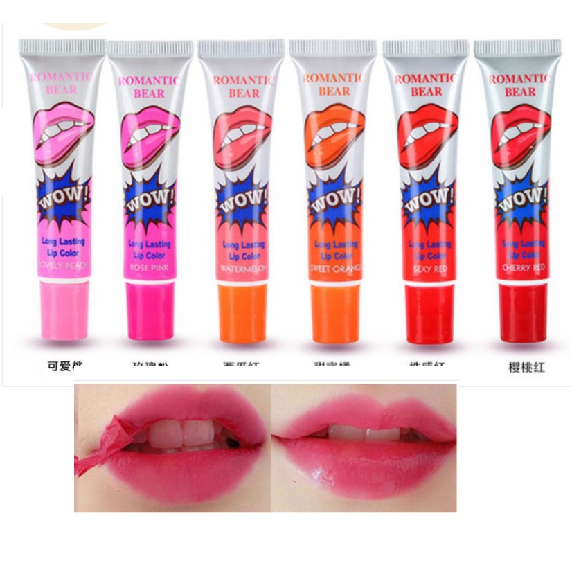 Son Xăm WOW Hàn Quốc Dạng Lột - Romantic Bear Long Lasting Lip Color