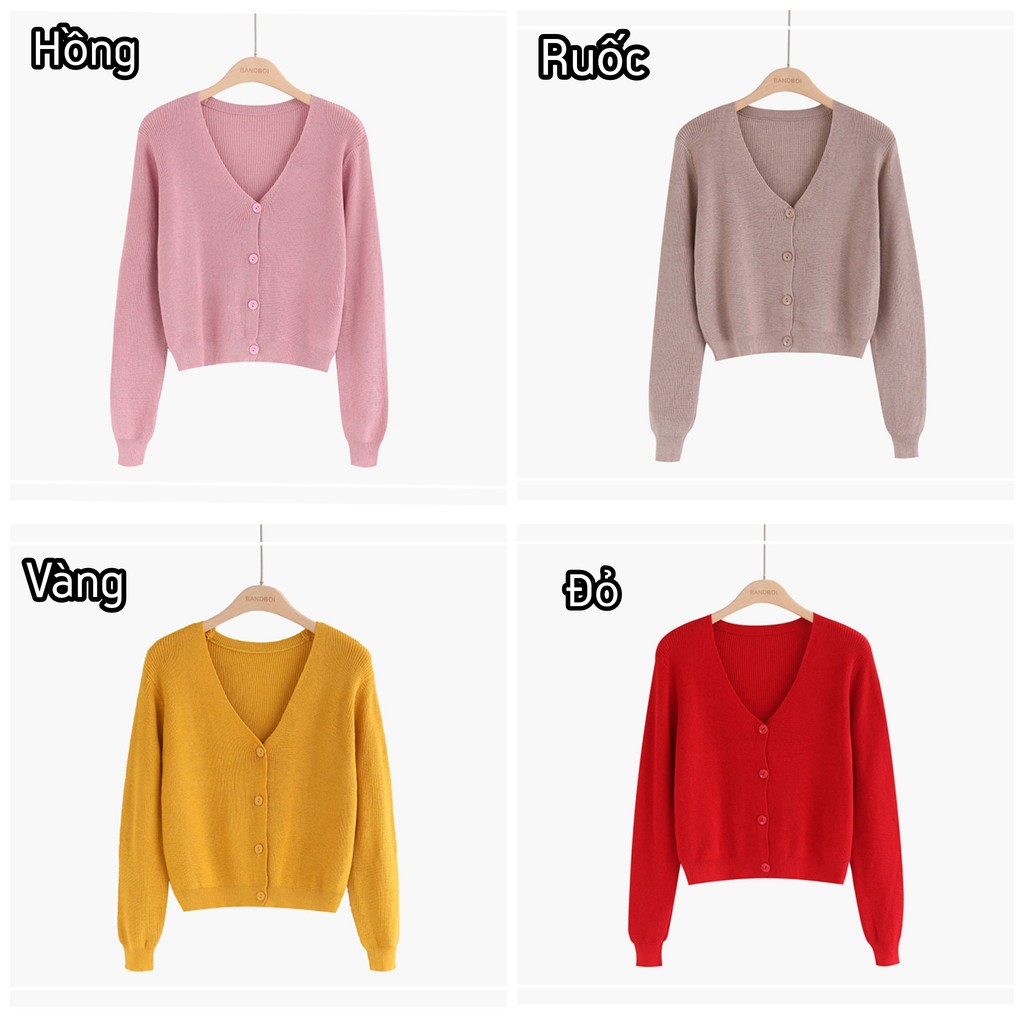 Áo khoác len cardigan cổ v tim nút phom lửng văn phòng KL02