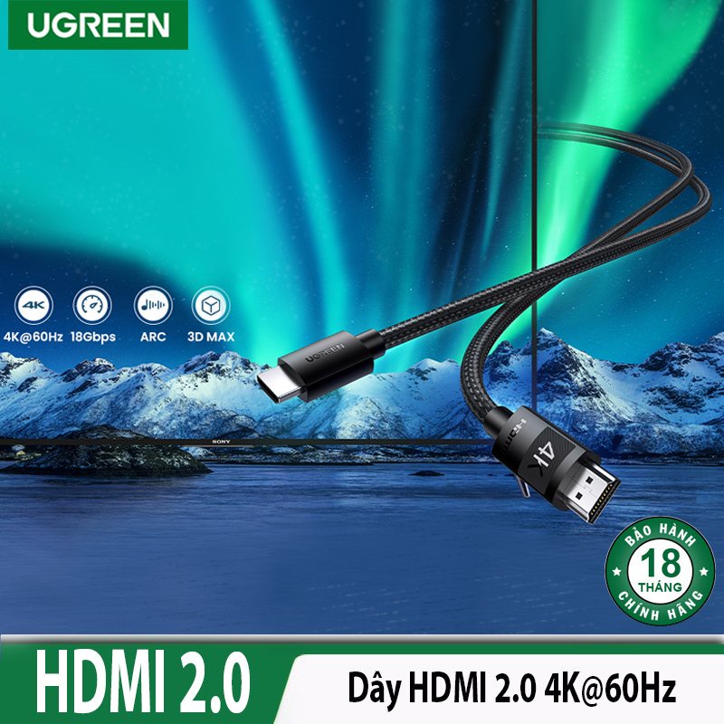 Cáp HDMI 2.0 dài 1M 2M 3M,5M Ugreen 30999 40101 40102  độ phân giải 4K @60HZ cao cấp