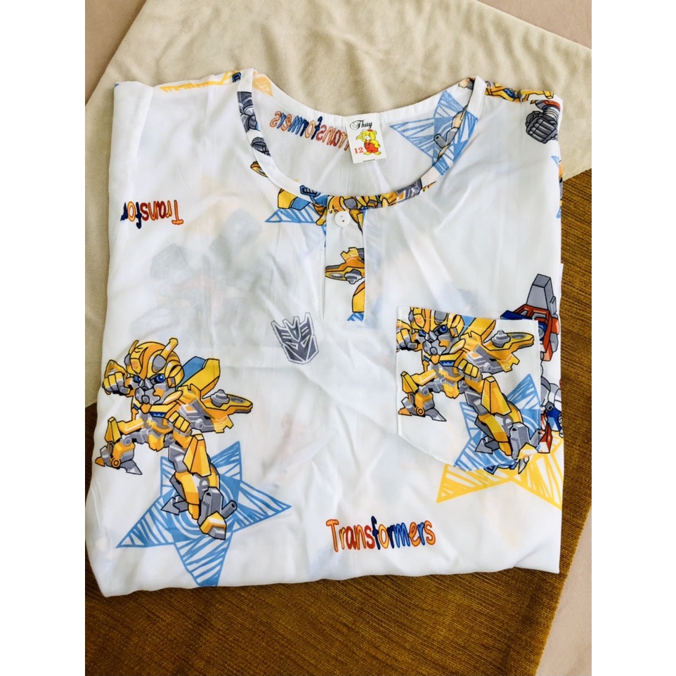 [12-33kg] Bộ tay dài tay tole lanh in hình Ôtô- Bò sữa siêu HOT cho bé trai , Bộ tole lụa mền mịn, Đồ ngủ bé trai
