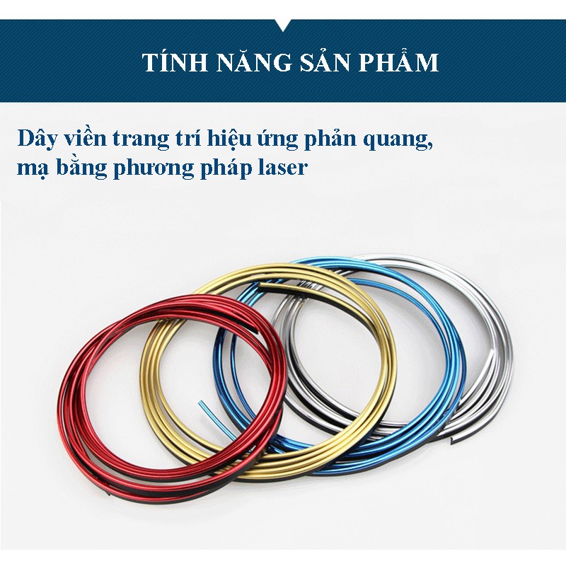 Cuộn dây nhựa 5 mét mềm, chỉ nẹp dán viền trang trí nội thất xe hơi, ô tô khe táp lô, bảng điều khiển, loa, hộp số