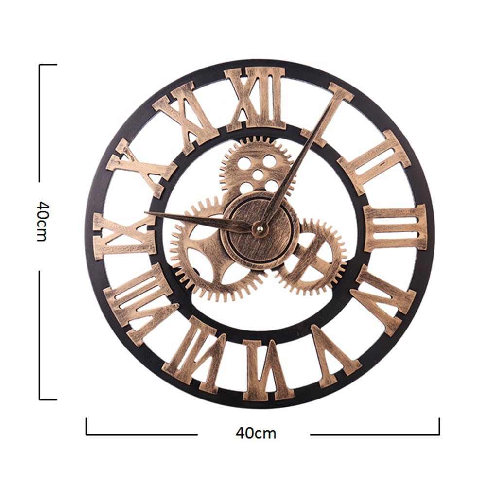 Đồng Hồ Treo Tường 3d Hình Bánh Răng Phong Cách Vintage