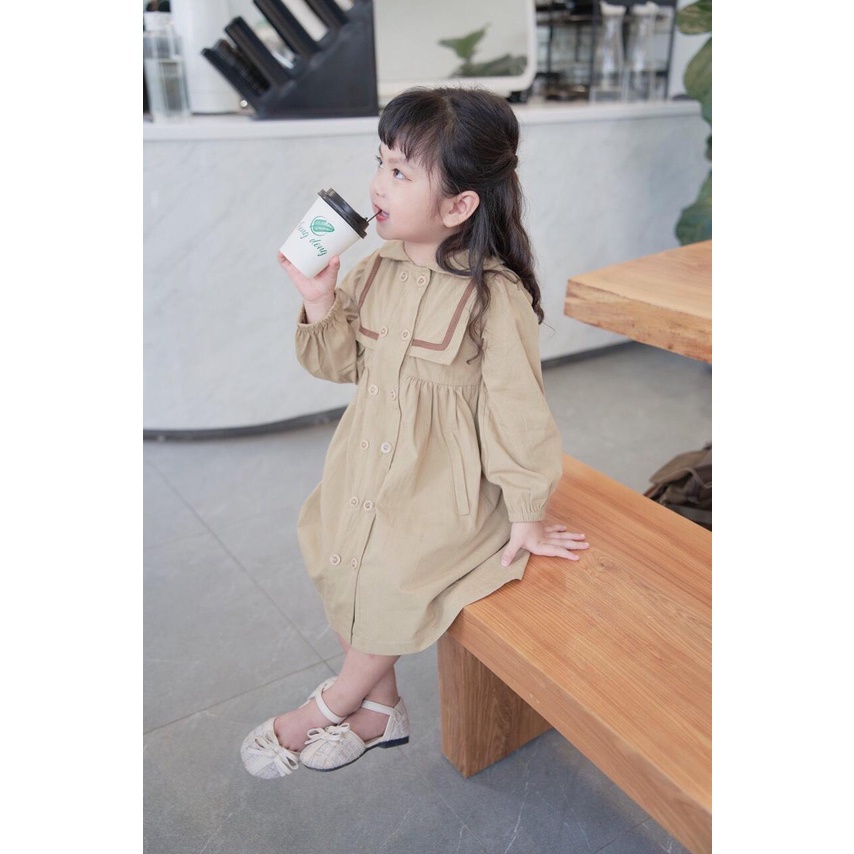 [Siêu Sale] Váy thô kaki mozikid cho bé gái cực xinh có thể dùng làm áo khoác ngoài