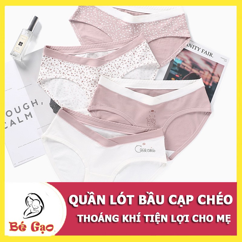 Combo 4 Quần Lót Bầu Cạp Chéo chất cotton kháng khuẩn, có thể mặc sau sinh QL07