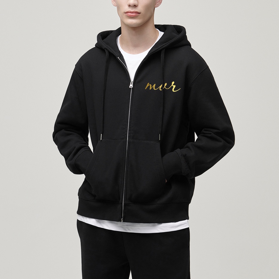 Áo khoác dây kéo zip MVR bigsize 120Kg hoodie chống nắng logo chữ ký Nhũ Vàng Nam Nữ Localbrand MVR25022113