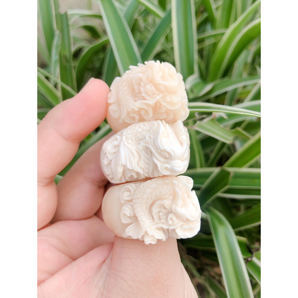 NHẪN XƯƠNG MỸ NGHỆ HÌNH CÁ CHÉP HÓA RỒNG _ XƯƠNG THẬT