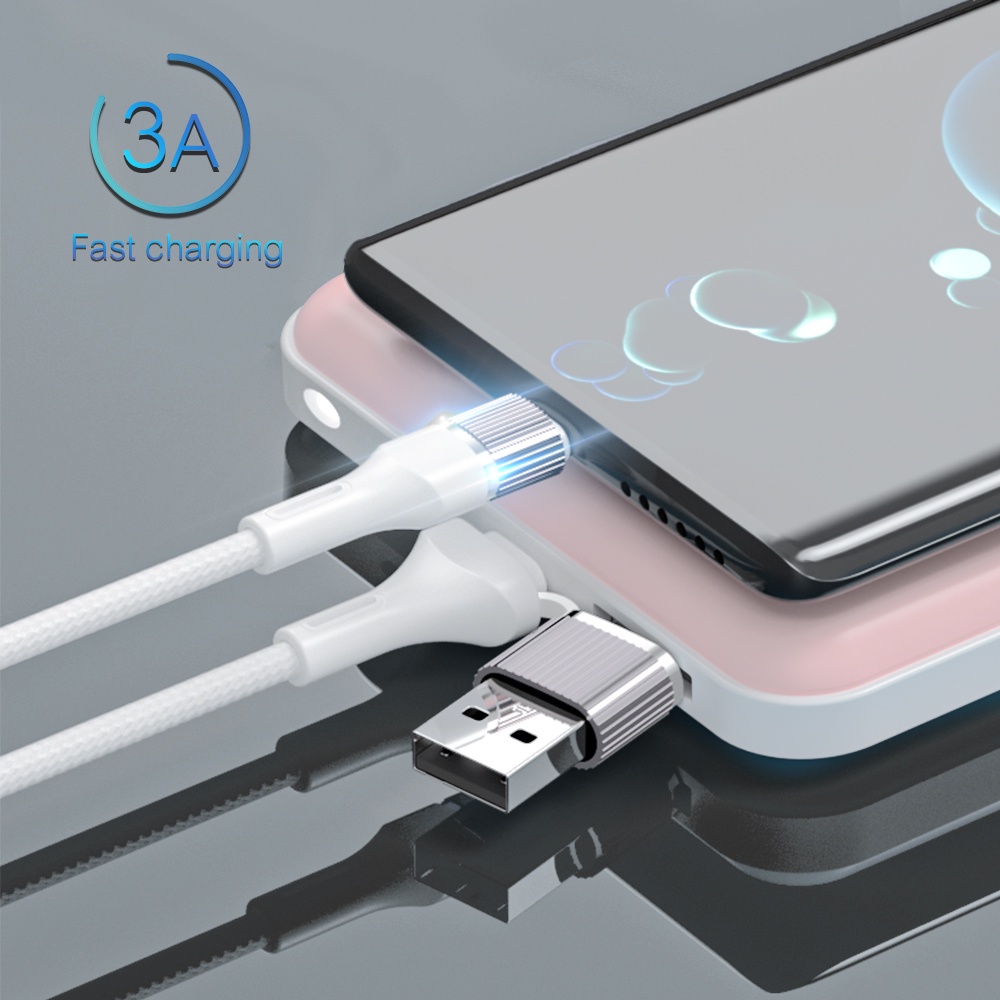 Dây Cáp Sạc Nhanh 2 Trong 1 Type-C 60W 3A USB Sang Type-C