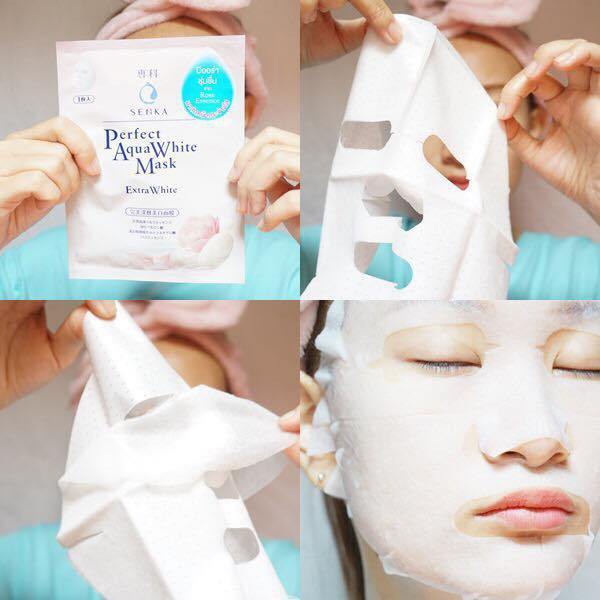 Mặt Nạ Senka Dưỡng Da Trắng Sáng Cấp Ẩm Senka Perfect Aqua White-Bouncy-Rich Mask 25ml Chính Hãng Nhật Bản