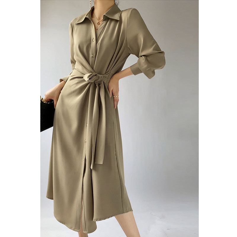 Đầm Sơ Mi Cao Cấp Dáng Dài Chiết Eo Thời Trang Mùa Hè Năm 2021 Dành Cho Nữ