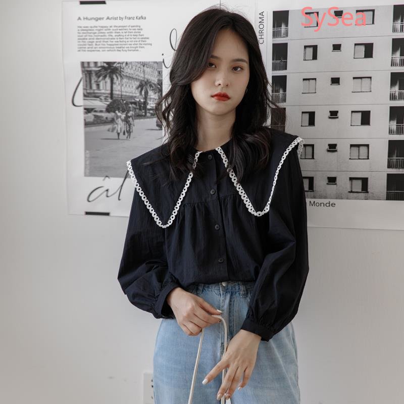 Plus Áo Sơ Mi Cổ Búp Bê Phong Cách Retro Pháp Thời Trang Mùa Thu Cho Nữ