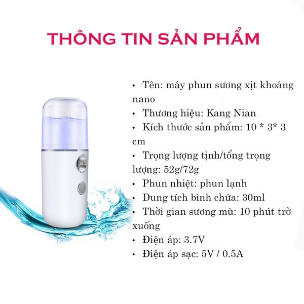 Máy phun Sương Cầm Tay Tạo Ẩm Nano , Máy Xông Mặt Mini Spa Giá Rẻ, Xông Tinh Dầu Xịt Khoáng cấp ẩm