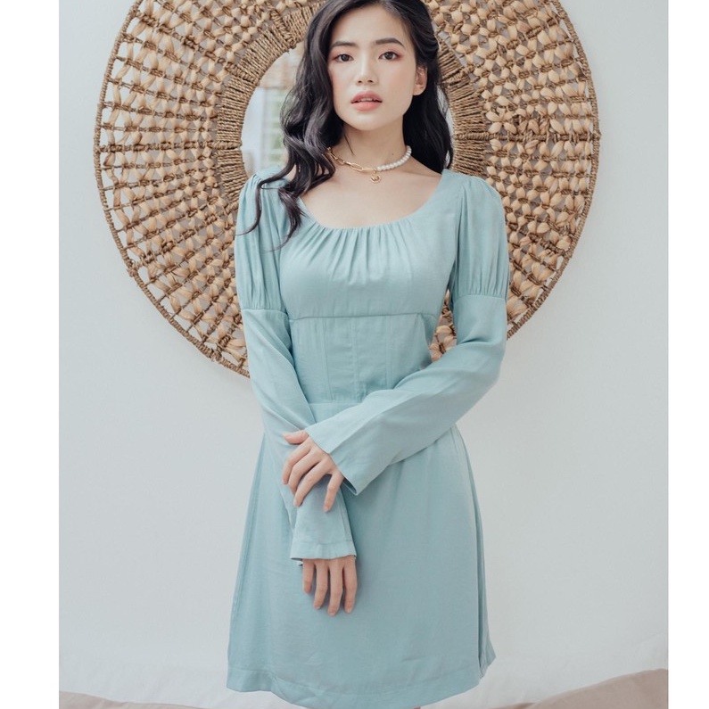 Đầm lụa xanh ánh nhũ Josephine Dress Gem Clothing SP060284