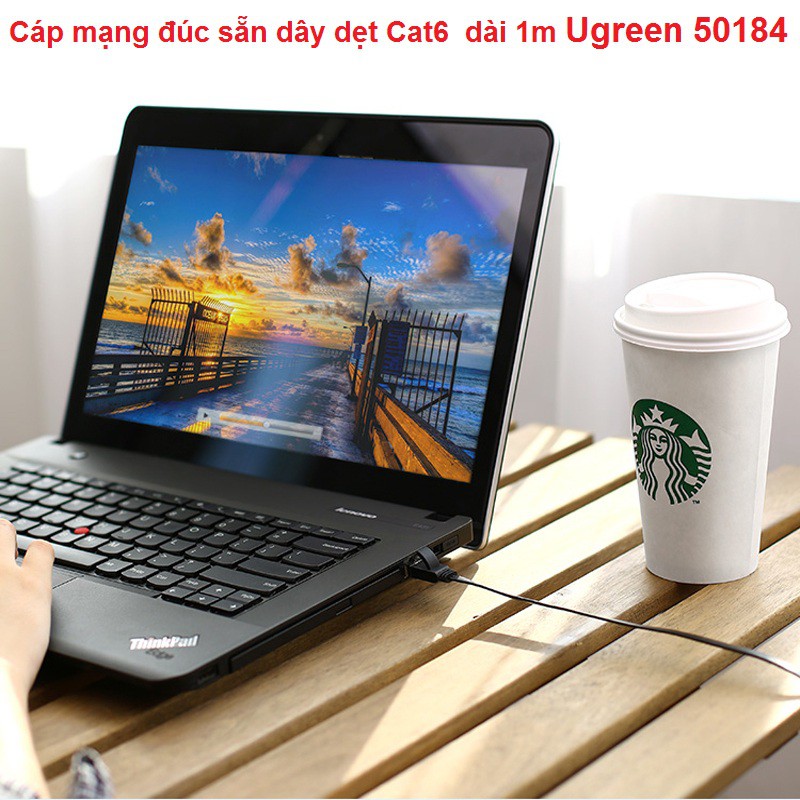 Cáp mạng đúc sẵn dây dẹt Cat6 dài 1m Ugreen 50184 (Gigabit 24AWG)