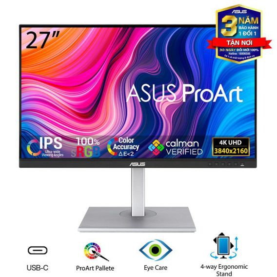 Màn hình máy tính Asus ProArt PA279CV/ 27inch 4K IPS/ USB-C - Bảo hành 36 tháng chính hãng