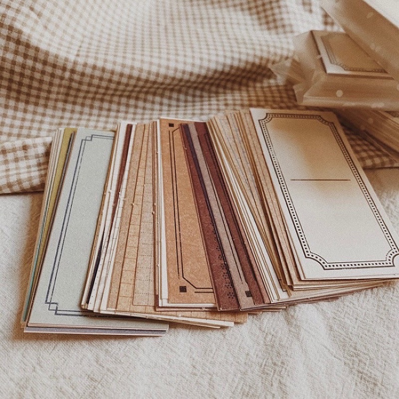 Set 90 mẫu giấy note ghi chú cổ điển vintage trang trí sổ bullet journal phụ kiện decor chụp ảnh winzige