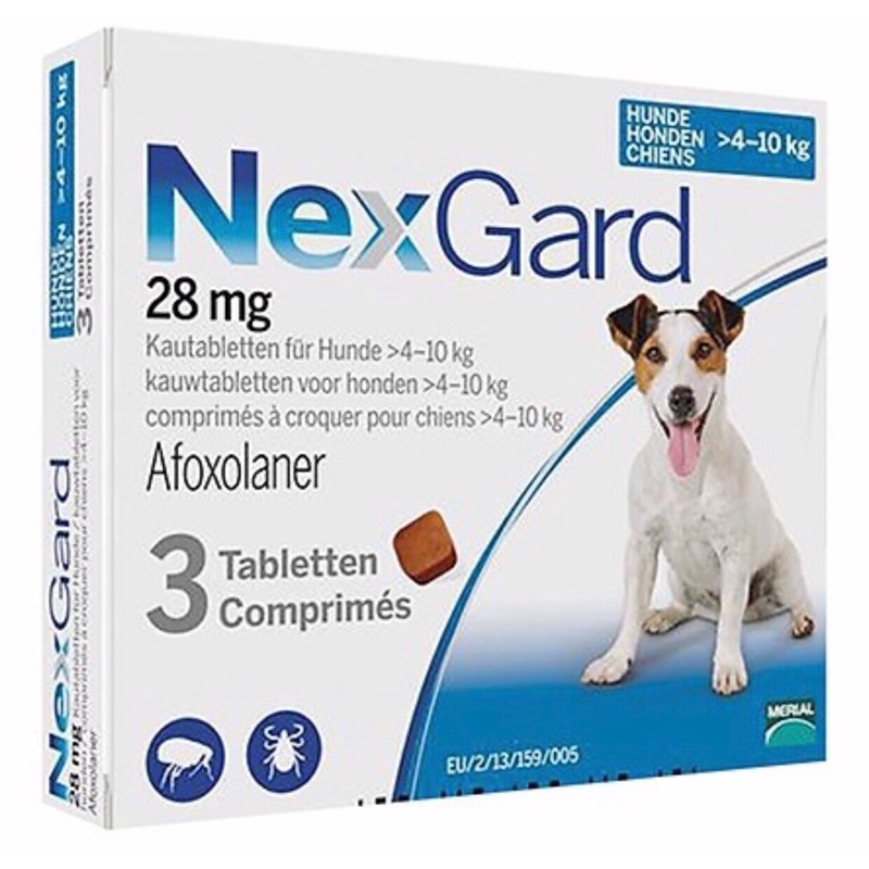 1 viên nhai NEXGARD 4-10kg loại bỏ ve, ghẻ, bọ chét.